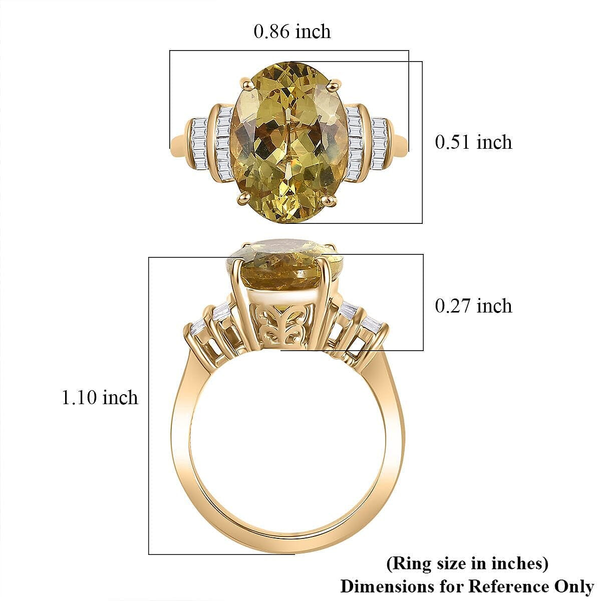 Luxoro Premium Madagascar Yellow Apatite and Diamond G-H I2 6.90 ctw Ring in 10K Yellow Gold (Size 9.5) image number 5