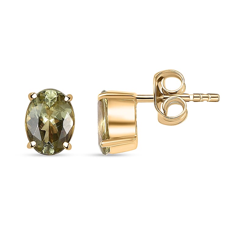 Luxoro Premium Madagascar Yellow Apatite 1.70 ctw Stud Earrings in 10K Yellow Gold