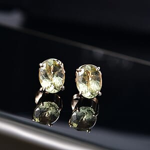 Luxoro Premium Madagascar Yellow Apatite 1.70 ctw Stud Earrings in 10K Yellow Gold 