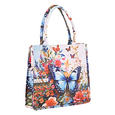 Passage Multi Color Butterfly and Flower Pattern Tote Bag and Cellphone Bag