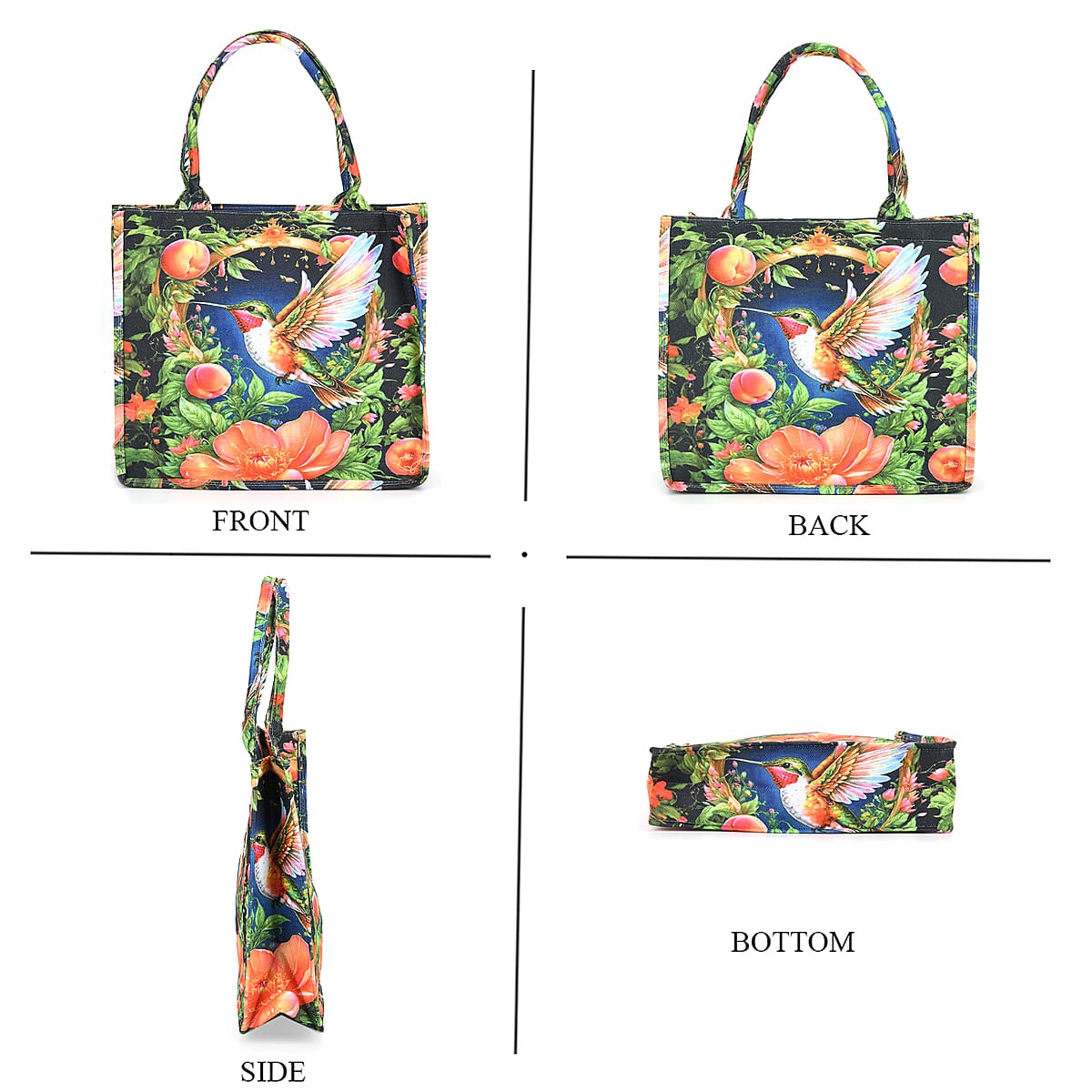 Multi Color Bird and Flower Pattern Tote Bag and Cellphone Bag image number 4