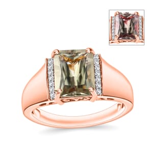 Premium Turkizite and Diamond 4.10 ctw Ring in 18K Vermeil Rose Gold Over Sterling Silver (Size  10.0)