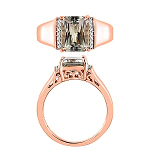 Premium Turkizite and Diamond 4.10 ctw Ring in 18K Vermeil Rose Gold Over Sterling Silver (Size  10.5) (Del. in 10-12 Days)