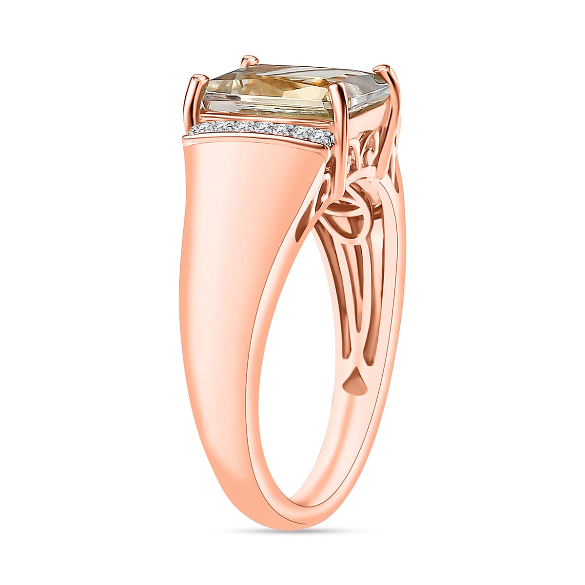 Buy Premium Turkizite and Diamond 4.10 ctw Ring in 18K Vermeil Rose ...