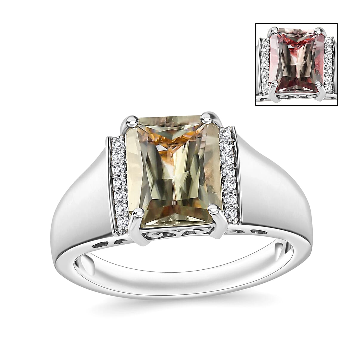 Buy Premium Turkizite and Diamond 4.10 ctw Ring in Rhodium Over ...