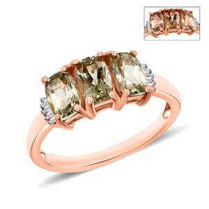 Turkizite and Diamond 1.70 ctw Ring in 18K Vermeil Rose Gold Over Sterling Silver (Size  10.0)