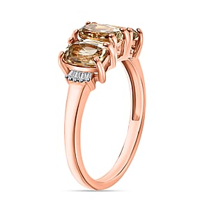 Turkizite and Diamond 1.70 ctw Ring in 18K Vermeil Rose Gold Over Sterling Silver (Size  10.0) (Del. in 10-12 Days)