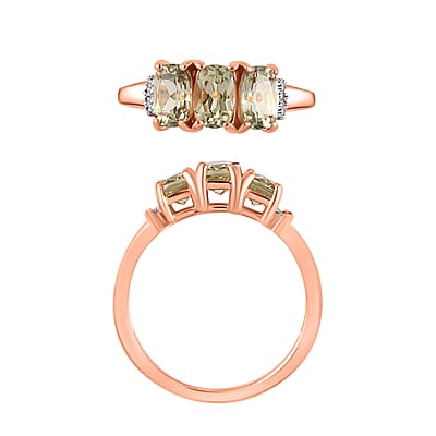 Turkizite and Diamond 1.70 ctw Ring in 18K Vermeil Rose Gold Over Sterling Silver (Size  10.0)