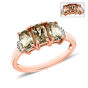 D'Joy Turkizite and Diamond 1.70 ctw Ring in 18K Vermeil Rose Gold Over Sterling Silver (Size 7.5)