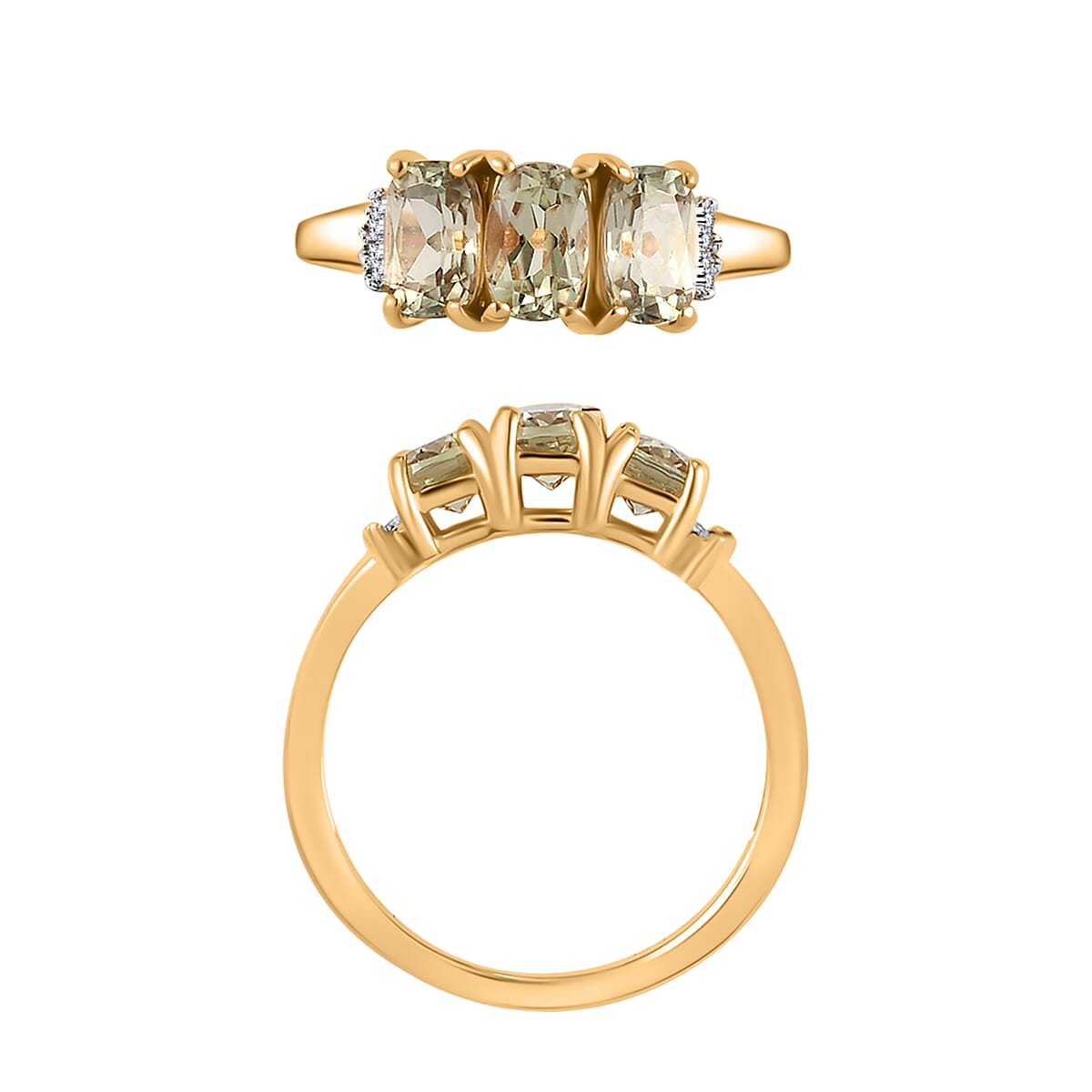Buy Turkizite and Diamond 1.70 ctw Ring in 18K Vermeil Yellow Gold Over ...