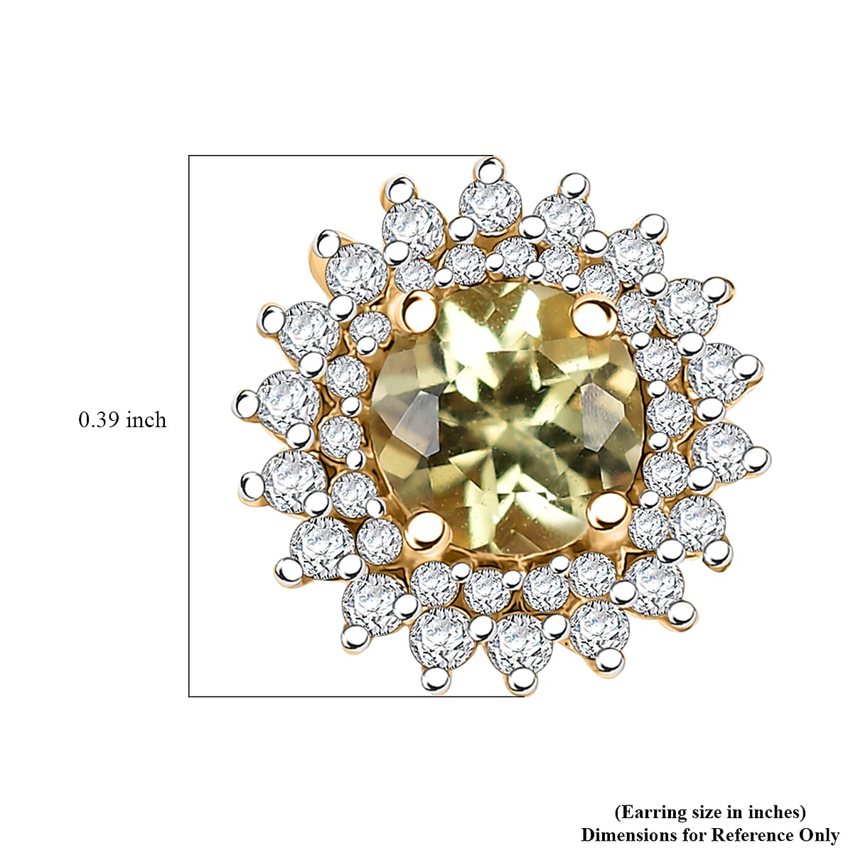 D'Joy Madagascar Yellow Apatite and White Zircon 1.70 ctw Sunflower Stud Earrings in 18K Vermeil Yellow Gold Over Sterling Silver