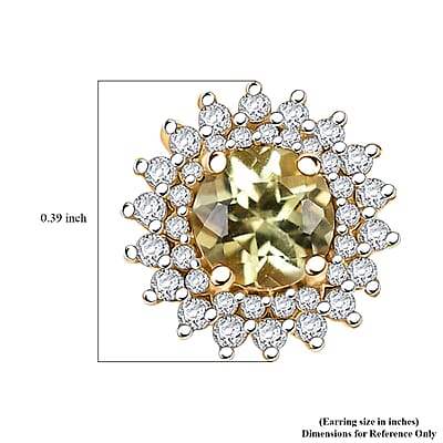 D'Joy Madagascar Yellow Apatite and White Zircon 1.70 ctw Sunflower Stud Earrings in 18K Vermeil Yellow Gold Over Sterling Silver