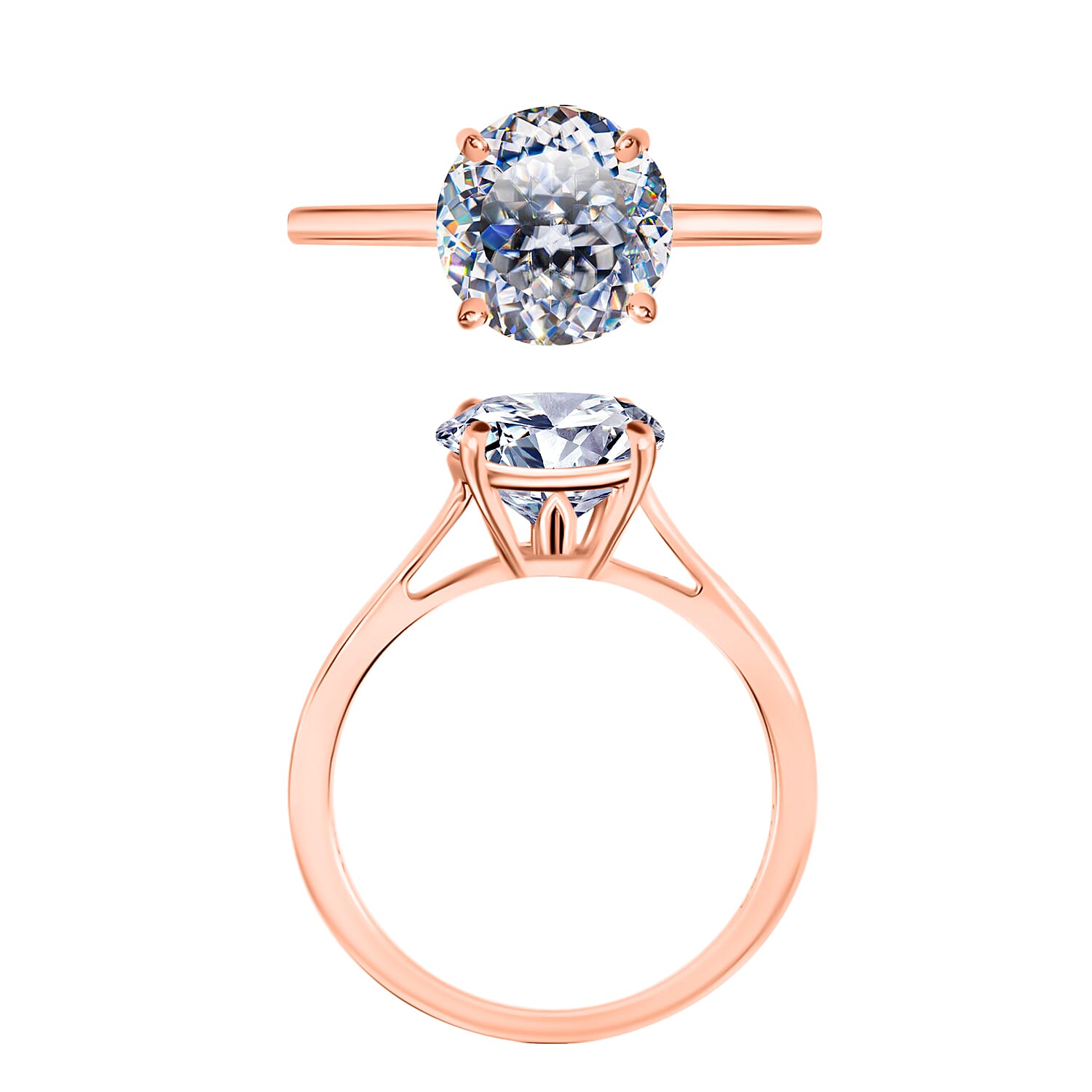 Moissanite 1.85 ctw Solitaire Ring in 18K Vermeil Rose Gold Over Sterling Silver (Size  12.0)