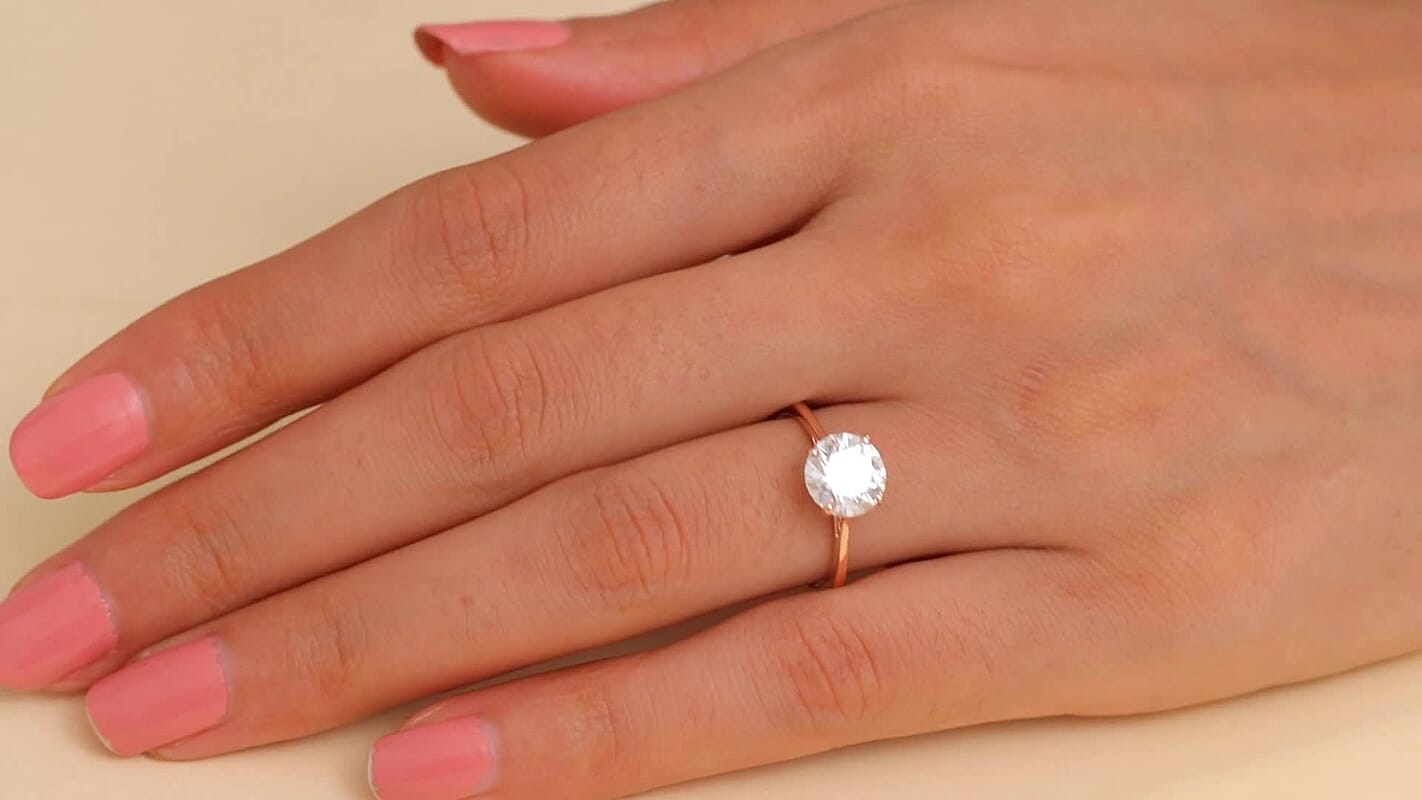 Moissanite Solitaire Ring in 18K Vermeil Rose Gold Over Sterling Silver (Size 10) 1.85 ctw