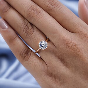 Moissanite 1.85 ctw Solitaire Ring in 18K Vermeil Rose Gold Over Sterling Silver (Size  6.0) (Del. In 10-12 Days)