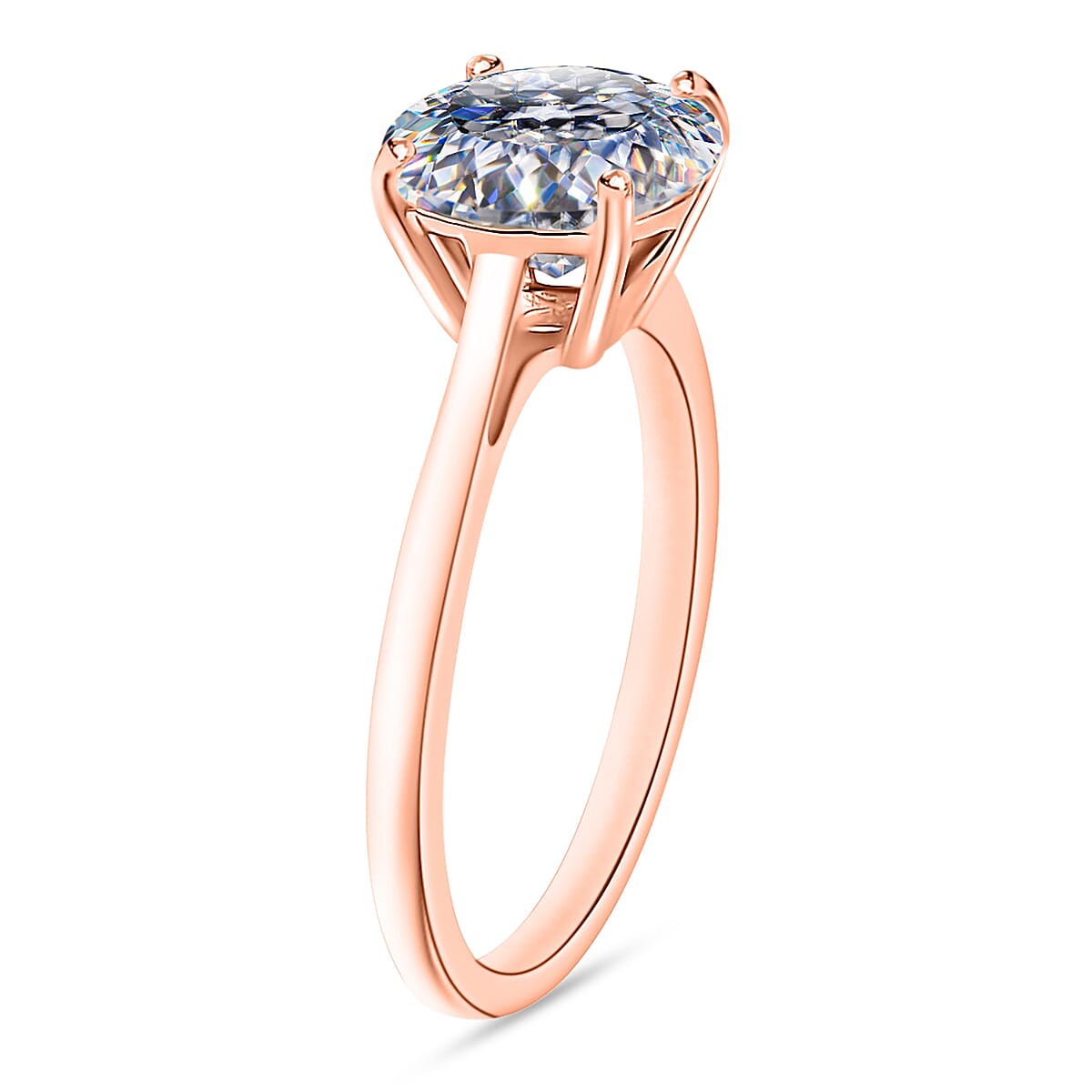 Moissanite 1.85 ctw Solitaire Ring in 18K Vermeil Rose Gold Over Sterling Silver (Size  6.0) image number 2