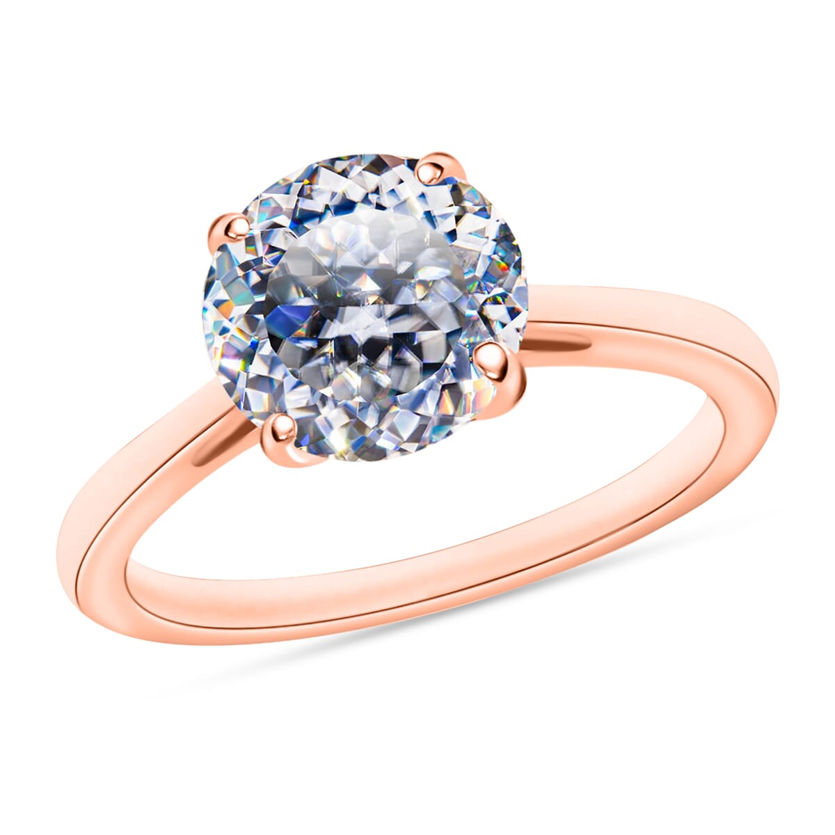 D'Joy Moissanite 1.85 ctw Solitaire Ring in 18K Vermeil Rose Gold Over Sterling Silver (Size  6.5) image number 0