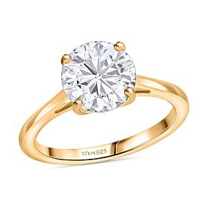 D'Joy Moissanite 1.85 ctw Solitaire Ring in 18K Vermeil Yellow Gold Over Sterling Silver (Size 5.0)