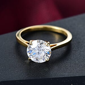 D'Joy Moissanite 1.85 ctw Solitaire Ring in 18K Vermeil Yellow Gold Over Sterling Silver (Size 5.0)