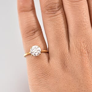 D'Joy Moissanite 1.85 ctw Solitaire Ring in 18K Vermeil Yellow Gold Over Sterling Silver (Size 5.0)