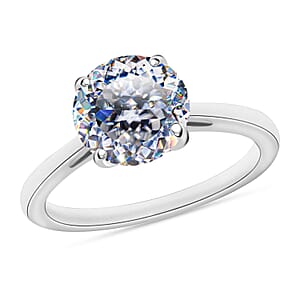 Moissanite 1.85 ctw Solitaire Ring in Rhodium Over Sterling Silver (Size  4.5)