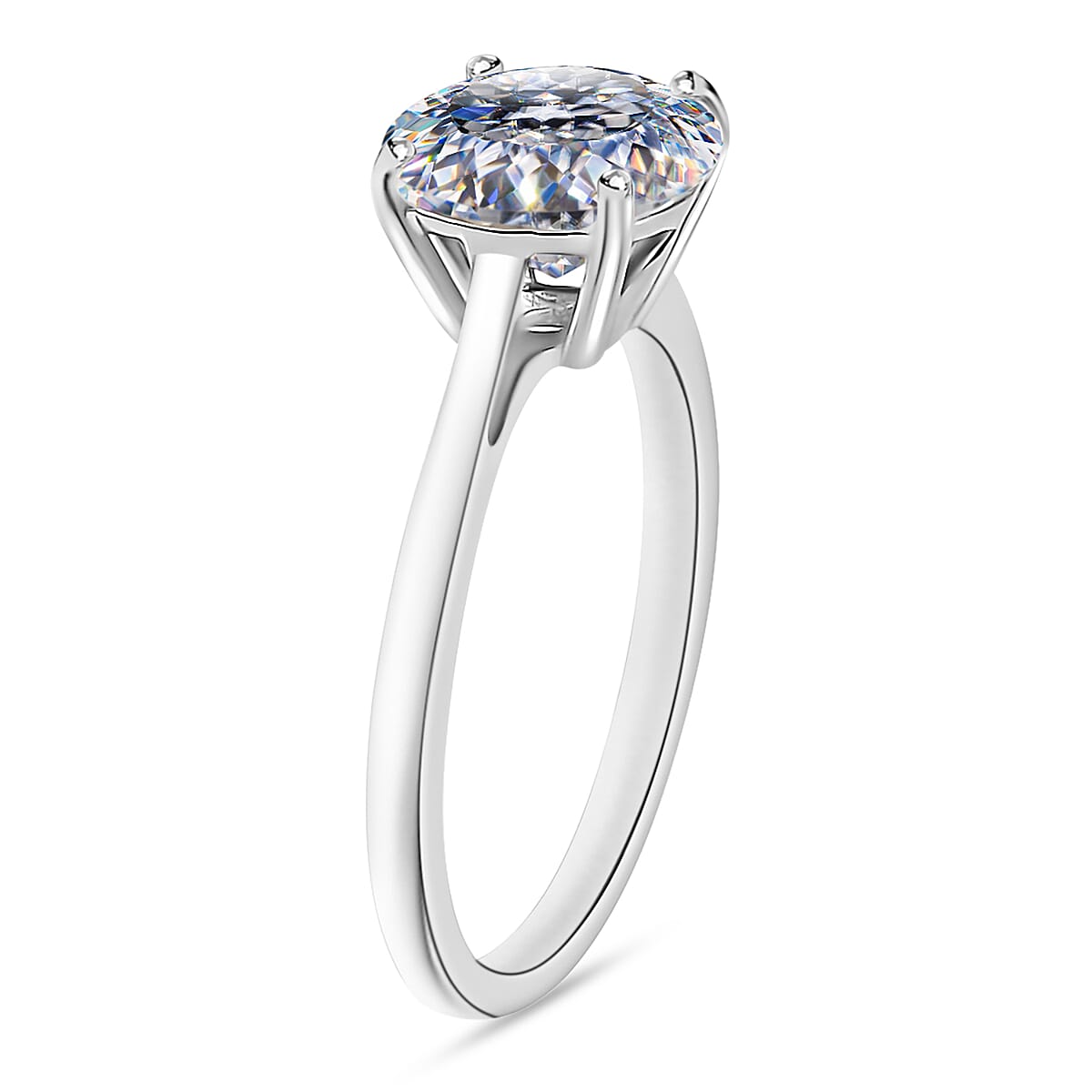 Moissanite 1.85 ctw Solitaire Ring in Rhodium Over Sterling Silver (Size  4.5) image number 2