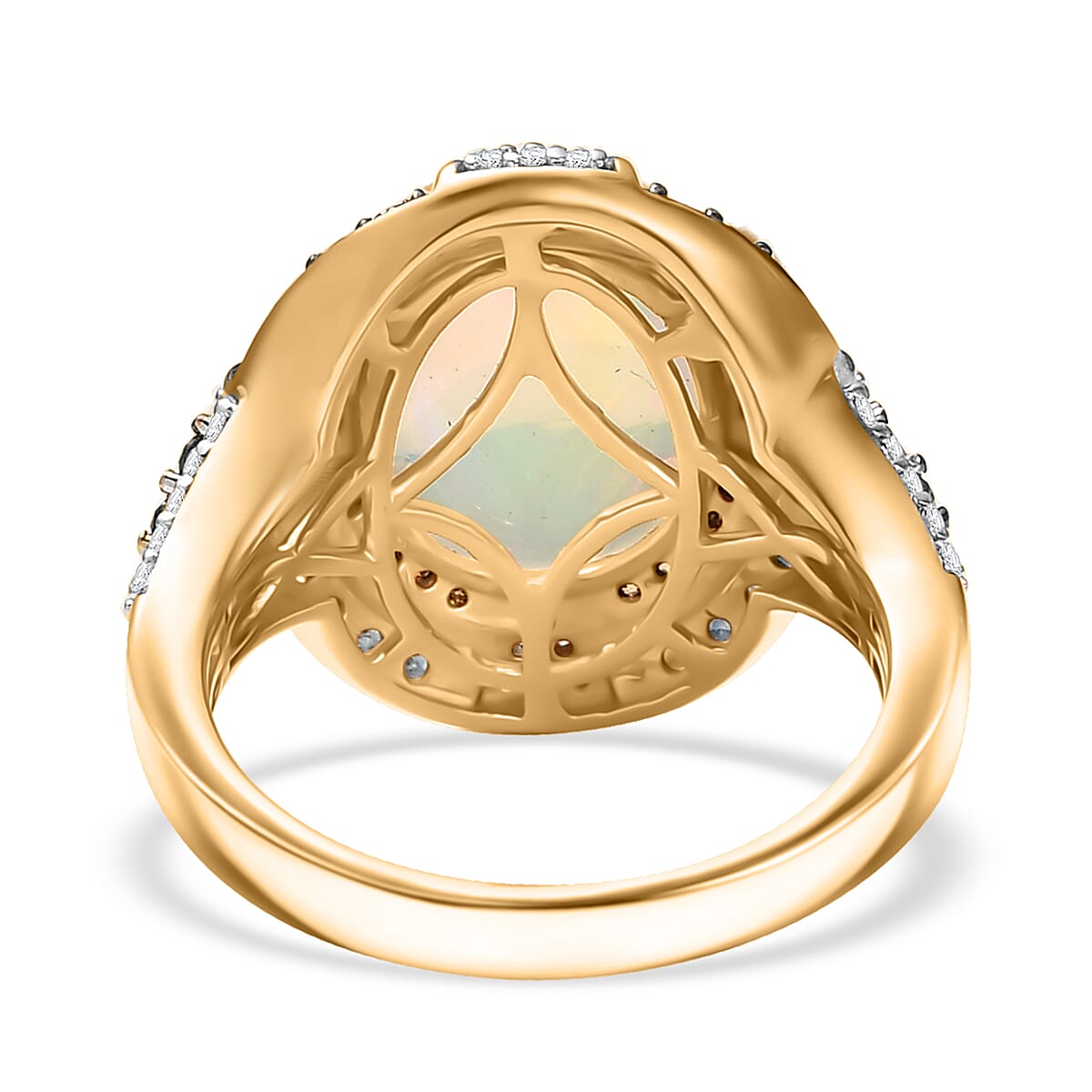 D'Joy Ethiopian Welo Opal, Multi Gemstone Greek Cross Ring in 18K Vermeil YG Over Sterling Silver 4.85 ctw (Size 6.0) image number 4