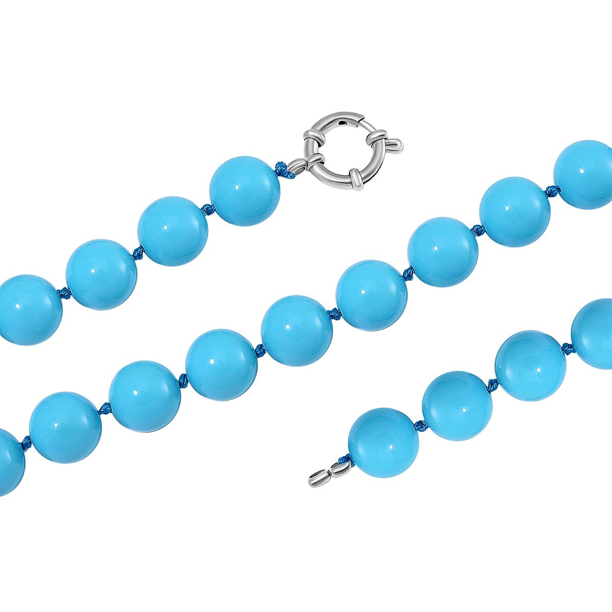 Doorbuster Sleeping Beauty Color Shell Pearl Necklace 20 Inches in Stainless Steel image number 3