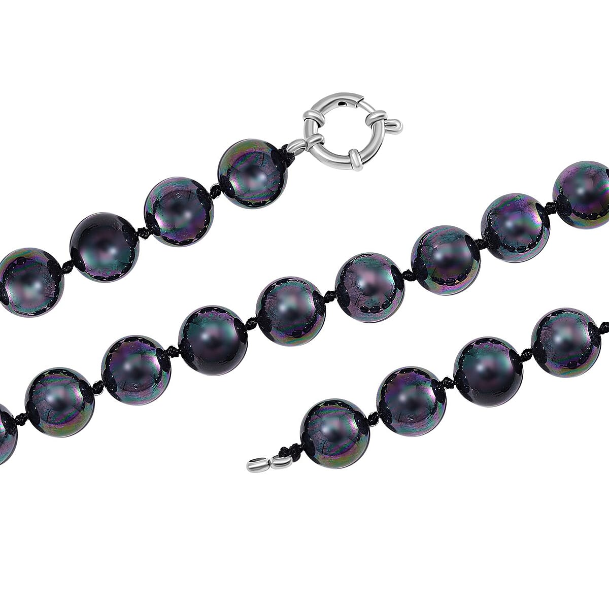 Peacock Color Shell Pearl Necklace in Stainless Steel 380.00 ctw (20 Inches) image number 3