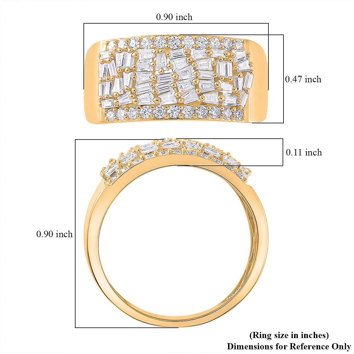 Moissanite 1.15 ctw Band Ring in 18K Vermeil Yellow Gold Over Sterling Silver (Size 10.0)