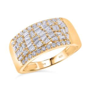 Moissanite 1.15 ctw Band Ring in 18K Vermeil Yellow Gold Over Sterling Silver (Size 7.0)
