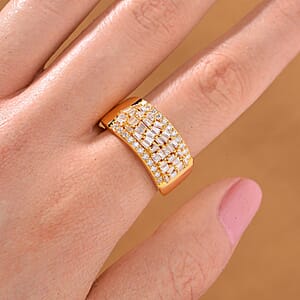 Moissanite 1.15 ctw Band Ring in 18K Vermeil Yellow Gold Over Sterling Silver (Size 7.0)