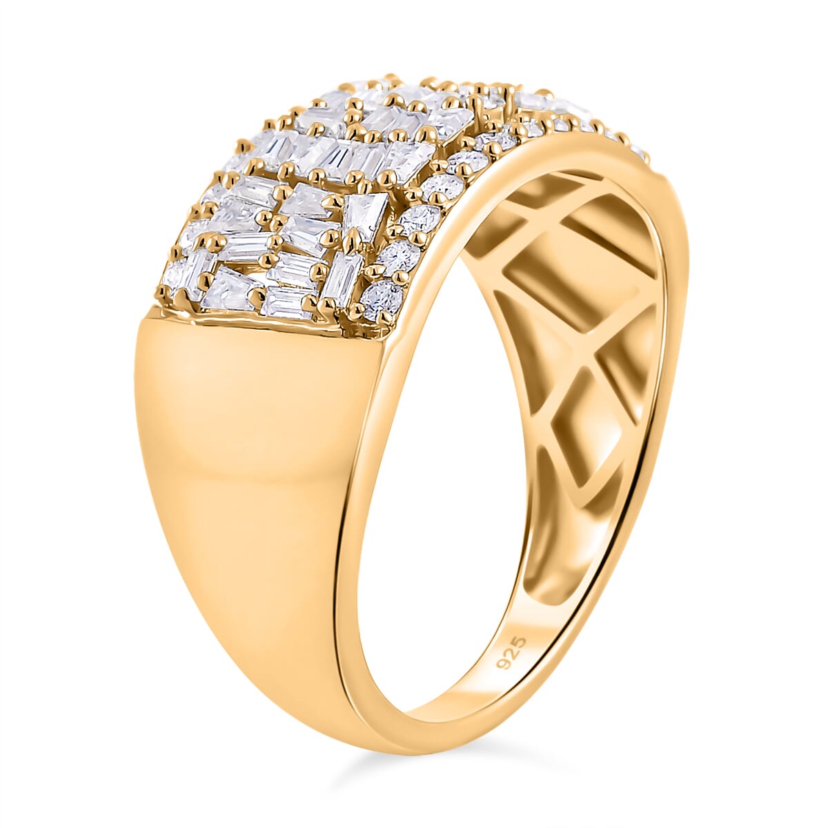 Moissanite 1.15 ctw Band Ring in 18K Vermeil Yellow Gold Over Sterling Silver (Size 7.0) image number 2