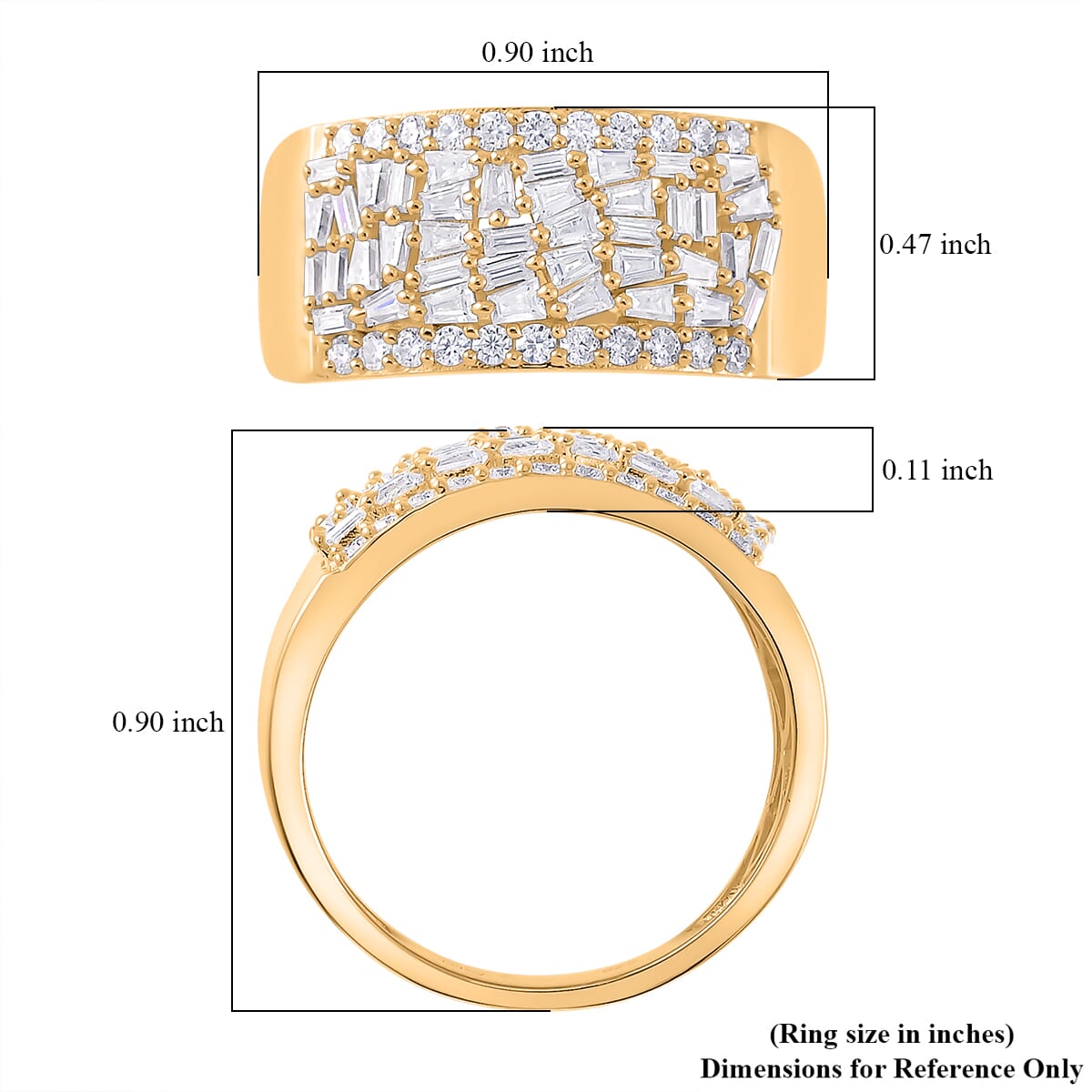 Moissanite 1.15 ctw Band Ring in 18K Vermeil Yellow Gold Over Sterling Silver (Size 7.0) image number 4