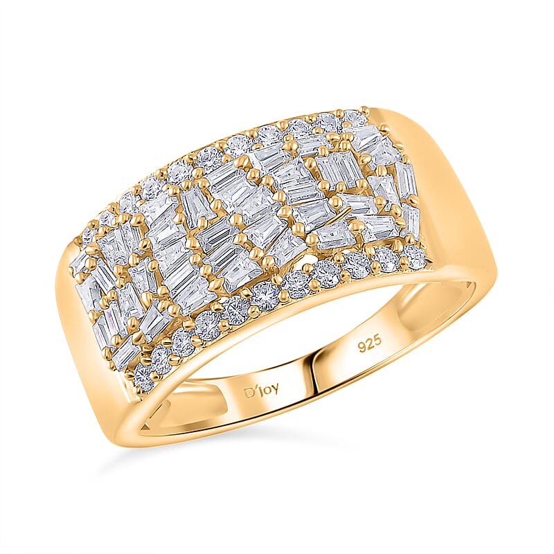 Moissanite 1.15 ctw Band Ring in 18K Vermeil Yellow Gold Over Sterling Silver (Size 9.0)