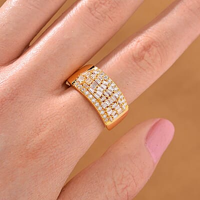 Moissanite 1.15 ctw Band Ring in 18K Vermeil Yellow Gold Over Sterling Silver (Size 9.0)