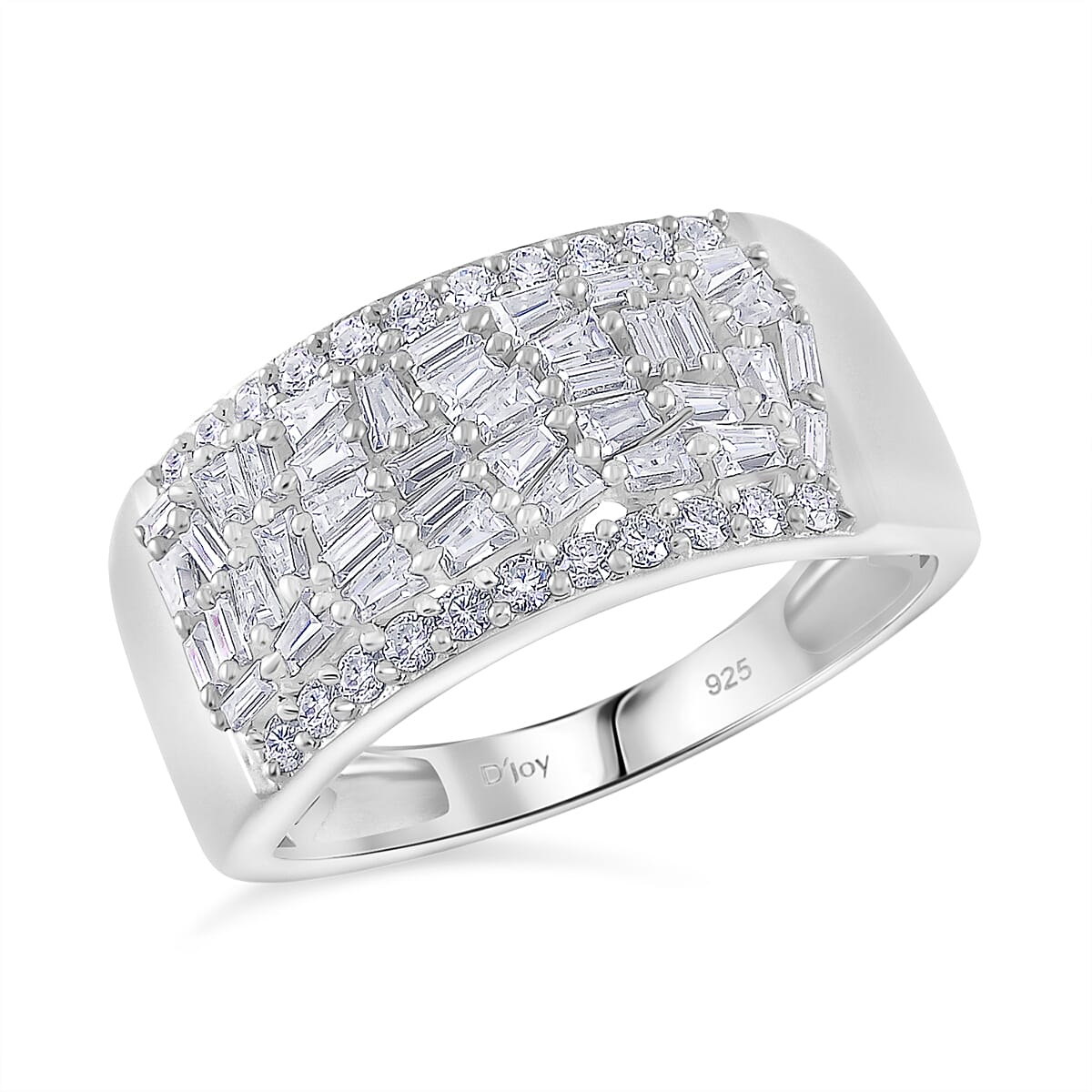Moissanite 1.15 ctw Band Ring in Rhodium Over Sterling Silver (Size 6.0) image number 0
