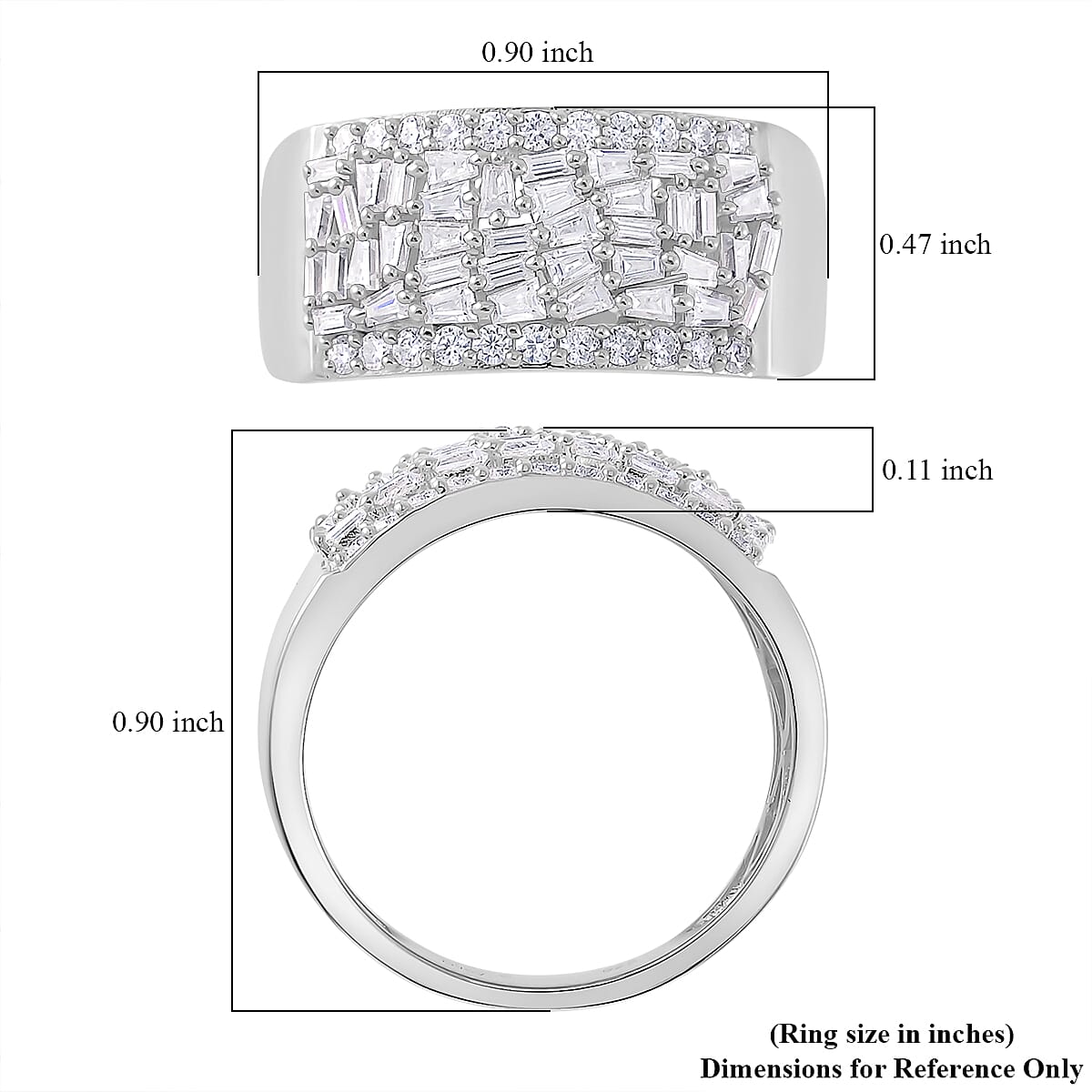 Moissanite 1.15 ctw Band Ring in Rhodium Over Sterling Silver (Size 6.0) image number 4