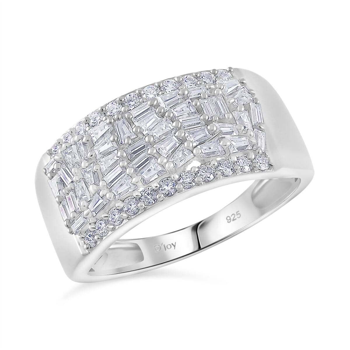 Moissanite 1.15 ctw Band Ring in Rhodium Over Sterling Silver (Size 9.0) image number 0