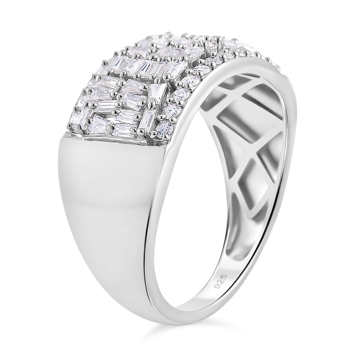 Moissanite 1.15 ctw Band Ring in Rhodium Over Sterling Silver (Size 9.0) image number 2