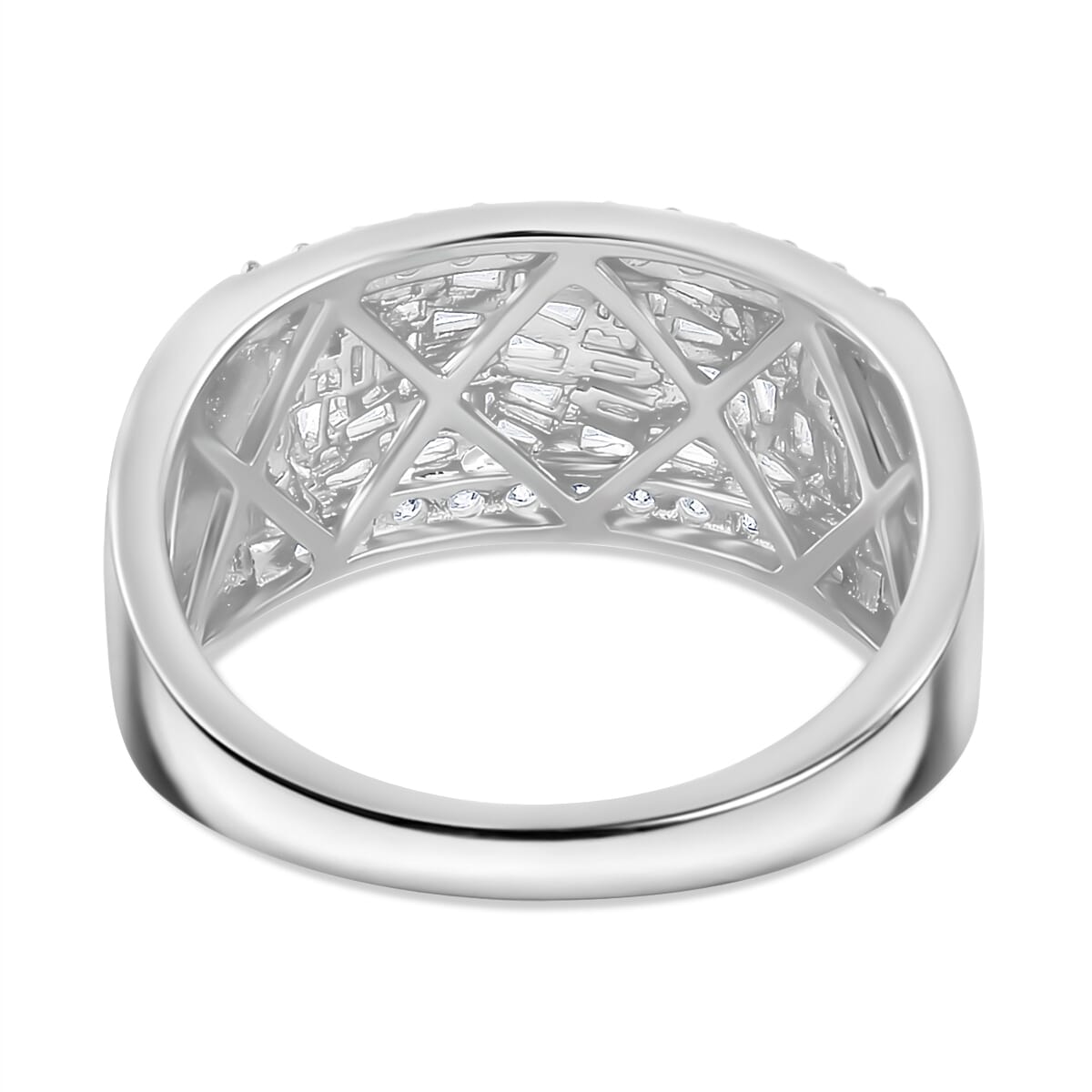 Moissanite 1.15 ctw Band Ring in Rhodium Over Sterling Silver (Size 9.0) image number 3