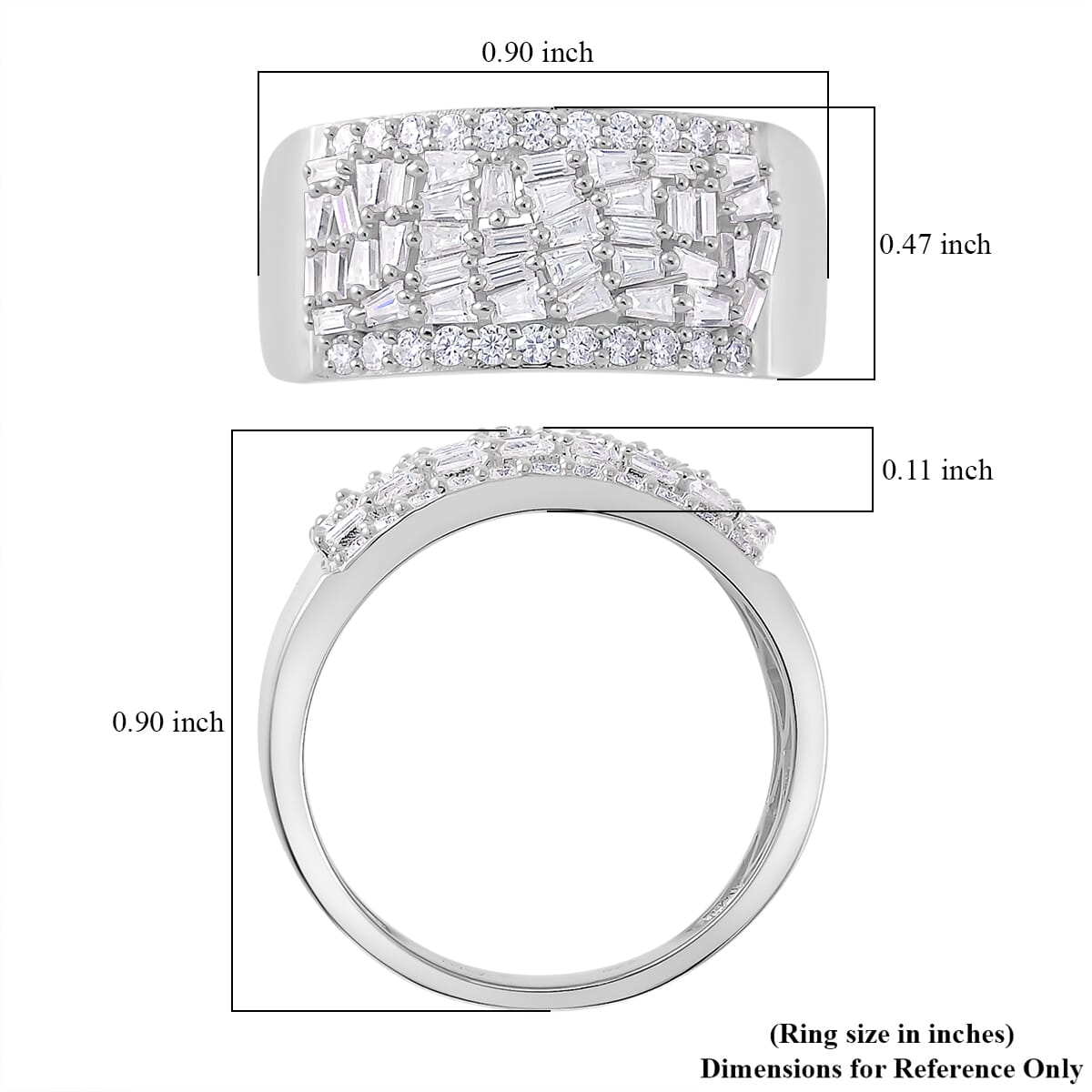 Moissanite 1.15 ctw Band Ring in Rhodium Over Sterling Silver (Size 9.0) image number 4