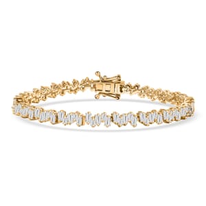 D'Joy White Zircon 7.30 ctw Waves Bracelet in 18K Vermeil Yellow Gold Over Sterling Silver (6.50 In)