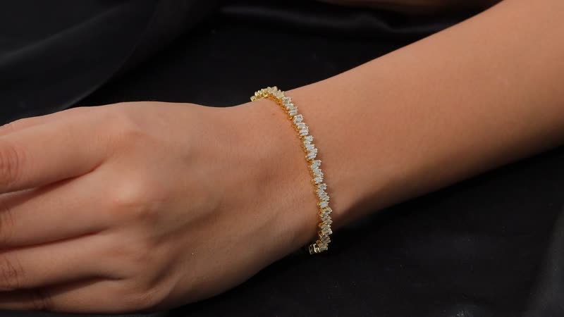 White Zircon 7.30 ctw Bracelet in 18K Vermeil Yellow Gold Over Sterling Silver (6.50 In)