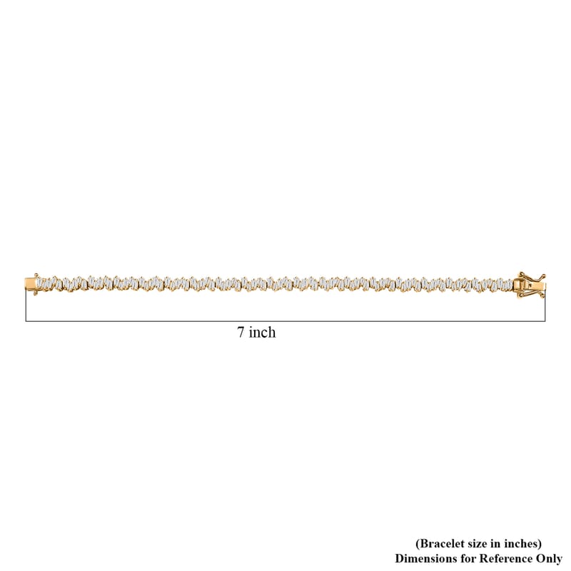 D'Joy White Zircon 7.30 ctw Waves Bracelet in 18K Vermeil Yellow Gold Over Sterling Silver (6.50 In)