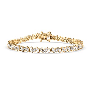 D'Joy White Zircon 8.20 ctw Waves Bracelet in 18K Vermeil Yellow Gold Over Sterling Silver (7.25 In)