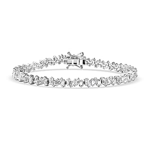 D'Joy White Zircon 8.20 ctw Waves Bracelet in Rhodium Over Over Sterling Silver (7.25 In)