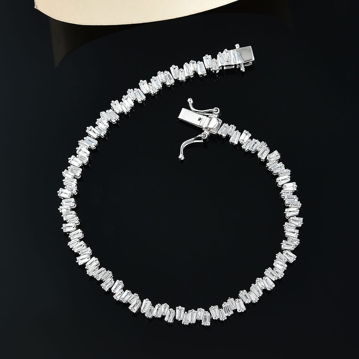 D'Joy White Zircon 8.20 ctw Waves Bracelet in Rhodium Over Over Sterling Silver (7.25 In) image number 1