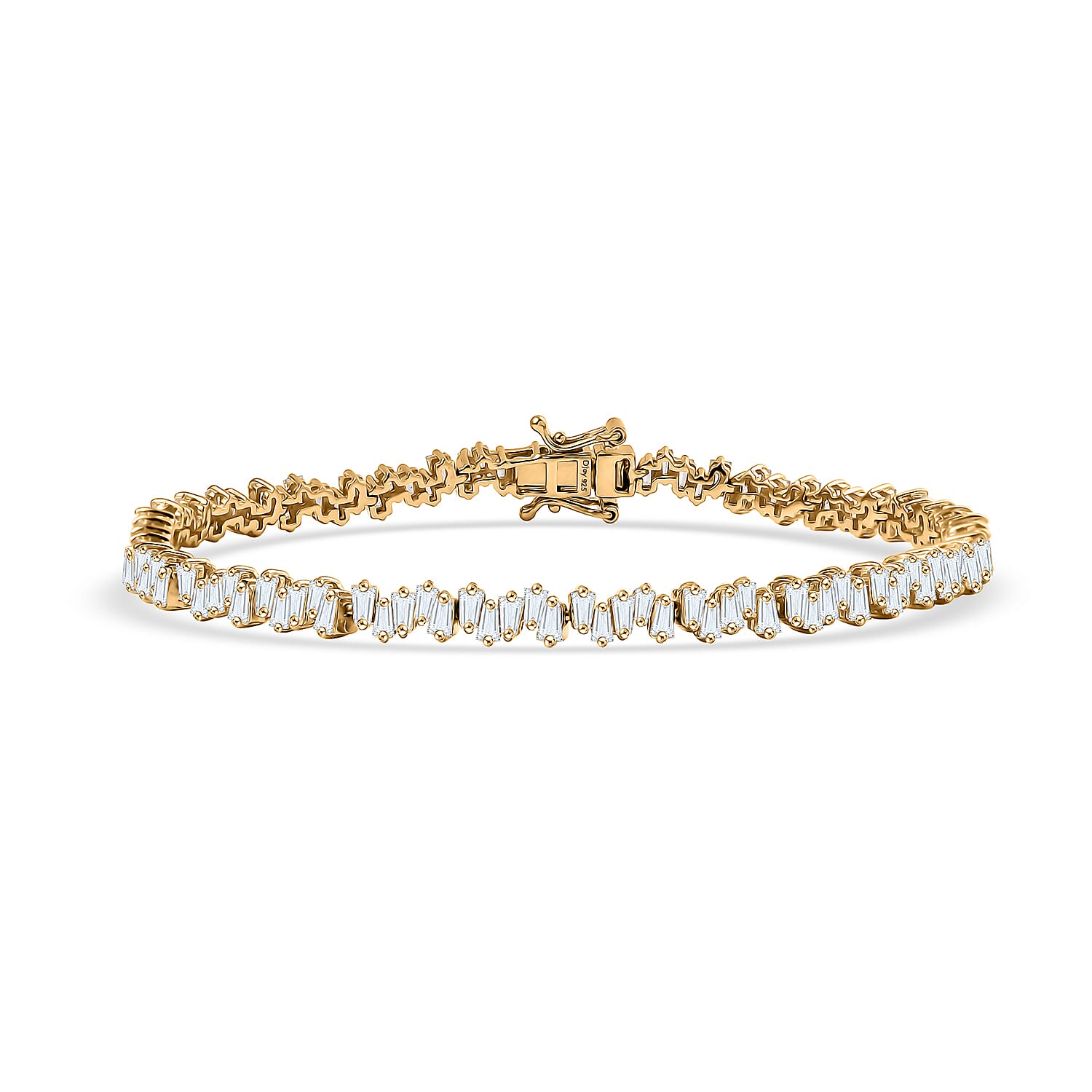 White Zircon 7.30 ctw Bracelet in 18K Vermeil Yellow Gold Over Sterling Silver (6.50 In)