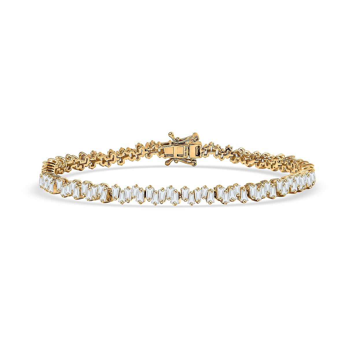 D'Joy White Zircon 9.00 ctw Waves Bracelet in 18K Vermeil Yellow Gold Over Sterling Silver (8.00 In) image number 0